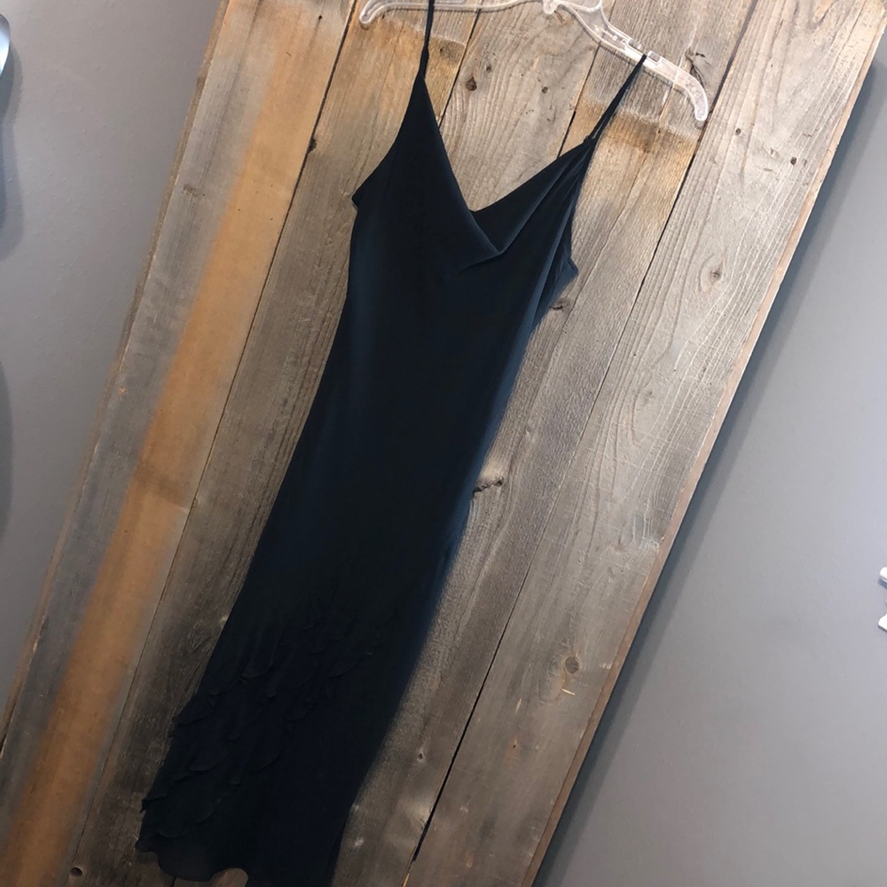 Express Size 7/8 Black Tight Fit Ruffled Dress